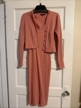 7 For All Mankind Ribbed Knit Two-Piece Set in Dusty Rose
